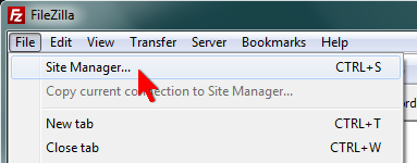  Access the Site Manager through the menu