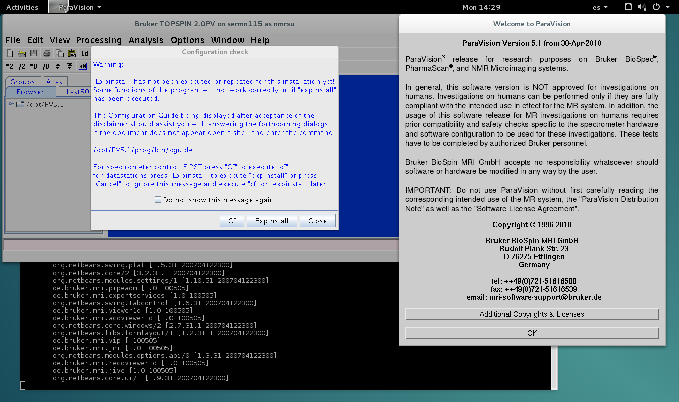 Executant ParaVision 5.1 per primer cop a Debian 8.9 "Jessie"
