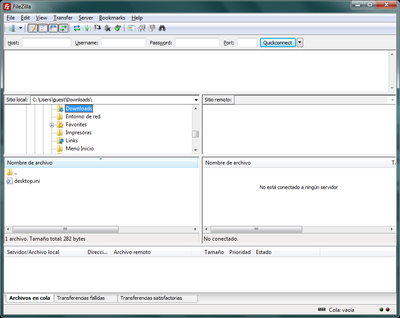  screenshot of FileZilla on Windows 7